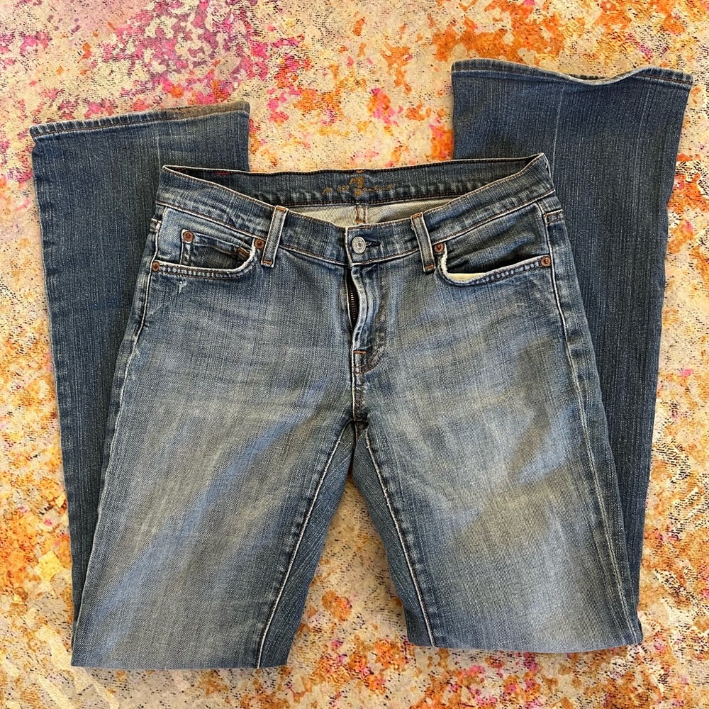 7 For All Mankind Blue Boot Cut Jeans